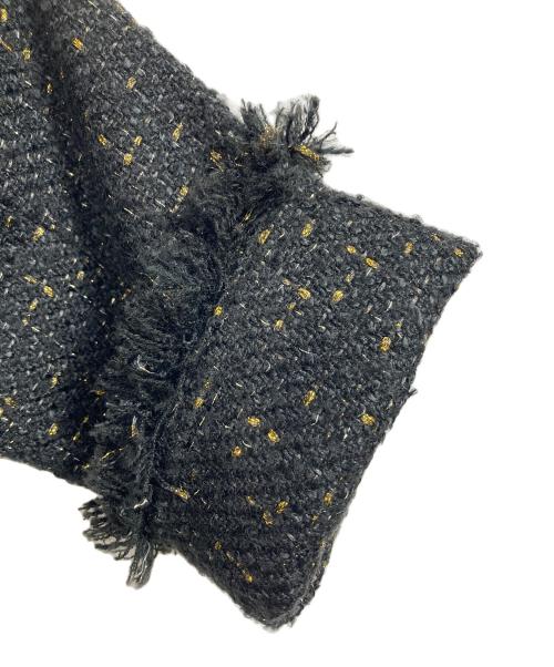 heliopole（エリオポール）heliopole (エリオポール) BLADE&FRINGE TWEED JACKET  ブレイドアンドフリンジツイードジャケット  アウター　ライトアウター　セレモニー ブラック サイズ:38の古着・服飾アイテム