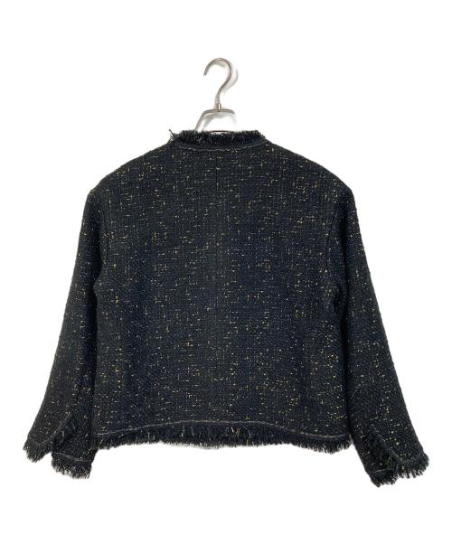 heliopole（エリオポール）heliopole (エリオポール) BLADE&FRINGE TWEED JACKET  ブレイドアンドフリンジツイードジャケット  アウター　ライトアウター　セレモニー ブラック サイズ:38の古着・服飾アイテム