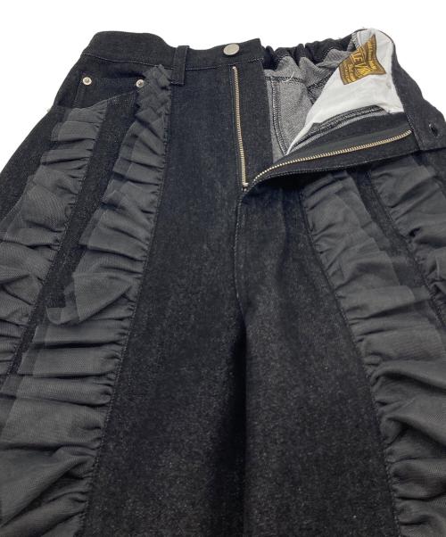 Belle vintage（ベル ヴィンテージ）Belle vintage (ベル ヴィンテージ) デニム×ギャザーチュールパンツ グレー サイズ:1の古着・服飾アイテム