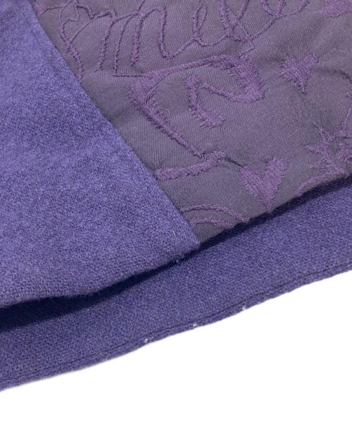 OLLEBOREBLA（オレボレブラ）OLLEBOREBLA (オレボレブラ) ブタさん刺繍ジャガードコート　ロングコート　デザインコート　アウター　日本製 パープル サイズ:実寸参照の古着・服飾アイテム