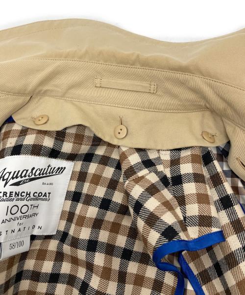 Aquascutum（アクアスキュータム）Aquascutum (アクアスキュータム) ESTNATION (エストネーション) 100周年記念 ライナー付トレンチコート　アウター　ライトアウター　日本製　100着限定（58/100 ） ベージュ サイズ:4の古着・服飾アイテム