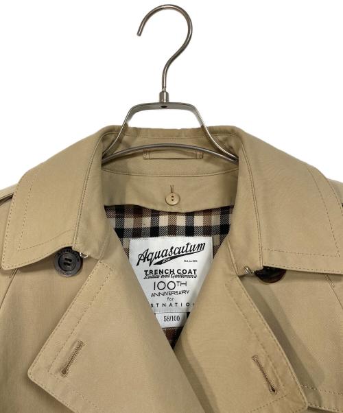 Aquascutum（アクアスキュータム）Aquascutum (アクアスキュータム) ESTNATION (エストネーション) 100周年記念 ライナー付トレンチコート　アウター　ライトアウター　日本製　100着限定（58/100 ） ベージュ サイズ:4の古着・服飾アイテム