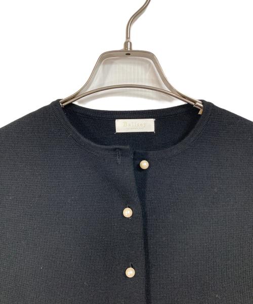 BALLSEY（ボールジィ）BALLSEY (ボールジィ) ウールコットンパールコンビ クルーネックカーディガン ブラック サイズ:Sの古着・服飾アイテム