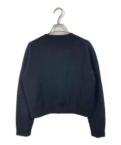 BALLSEY（ボールジィ）BALLSEY (ボールジィ) ウールコットンパールコンビ クルーネックカーディガン ブラック サイズ:Sの古着・服飾アイテム