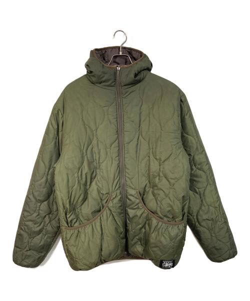 STUSSY AUTHENTIC GEAR（ステューシーオーセンティックギア）STUSSY AUTHENTIC GEAR (ステューシーオーセンティックギア) リバーシブルキルティング中綿ジャケット カーキ×パープル サイズ:XLの古着・服飾アイテム