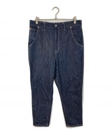 COMME des GARCONS JUNYA WATANABE MAN（コム デ ギャルソン ジュンヤ ワタナベ マン）の古着「レザーパッチ付き  ホワイトステッチデニムパンツ　コットンパンツ　 5ポケット　日本製」｜インディゴ