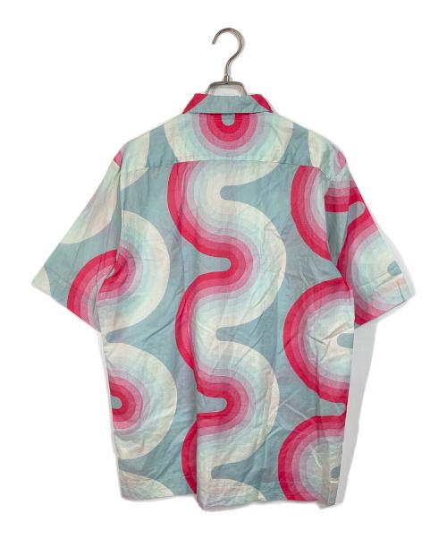 DRIES VAN NOTEN（ドリスヴァンノッテン）DRIES VAN NOTEN (ドリスヴァンノッテン) Verner Panton (ベルナーパントン) 19SS wave shirts ウェーブシャツ　デザインシャツ　半袖シャツ　総柄　ハンガリー製 ブルー×ピンク サイズ:50の古着・服飾アイテム
