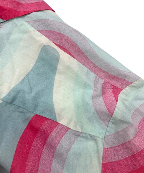 DRIES VAN NOTEN（ドリスヴァンノッテン）DRIES VAN NOTEN (ドリスヴァンノッテン) Verner Panton (ベルナーパントン) 19SS wave shirts ウェーブシャツ　デザインシャツ　半袖シャツ　総柄　ハンガリー製 ブルー×ピンク サイズ:50の古着・服飾アイテム