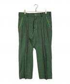 sulvamサルバム）の古着「CUT LONG PANTS 日本製　スラックス」｜グリーン