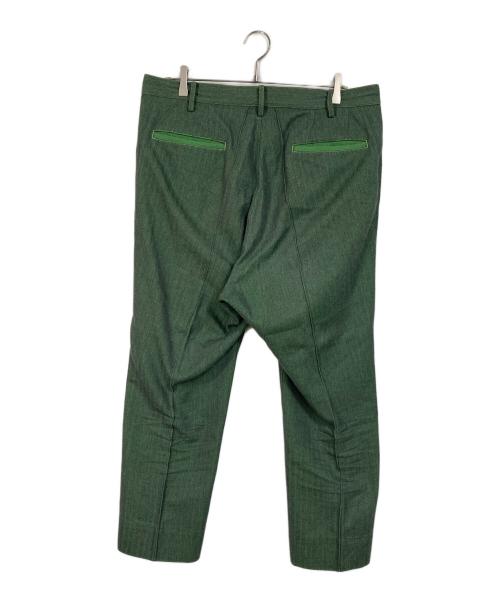 sulvam（サルバム）sulvam (サルバム) CUT LONG PANTS 日本製　スラックス グリーン サイズ:Lの古着・服飾アイテム