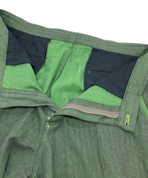 sulvam（サルバム）sulvam (サルバム) CUT LONG PANTS 日本製　スラックス グリーン サイズ:Lの古着・服飾アイテム