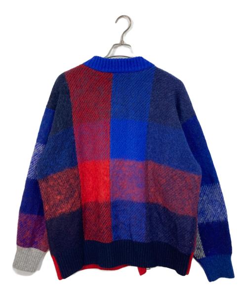 sacai（サカイ）sacai (サカイ) 22AW Plaid Knit Blouson プレイドニットブルゾン　アウター ブルー×レッド サイズ:4の古着・服飾アイテム