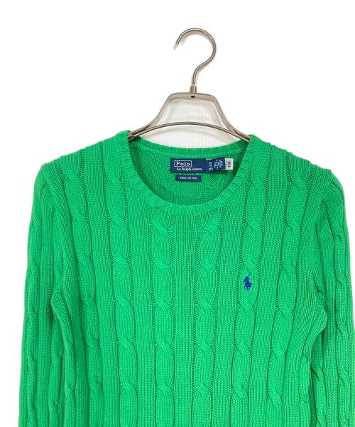 POLO RALPH LAUREN（ポロ・ラルフローレン）POLO RALPH LAUREN (ポロ・ラルフローレン) PIMA COTTON ケーブルニット グリーン サイズ:XSの古着・服飾アイテム