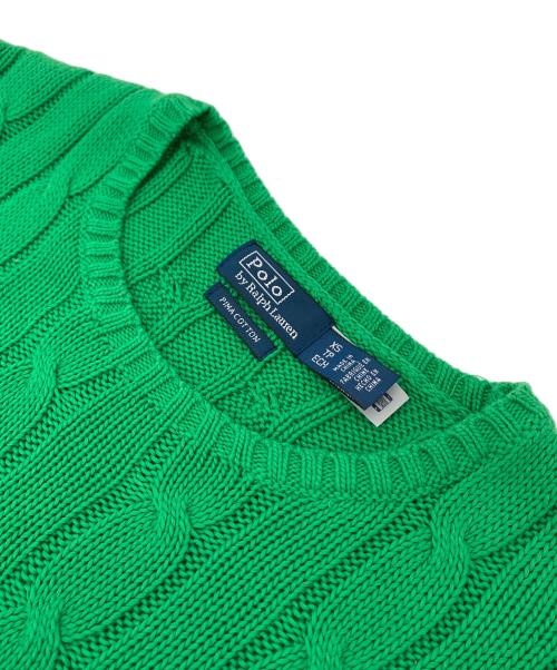 POLO RALPH LAUREN（ポロ・ラルフローレン）POLO RALPH LAUREN (ポロ・ラルフローレン) PIMA COTTON ケーブルニット グリーン サイズ:XSの古着・服飾アイテム