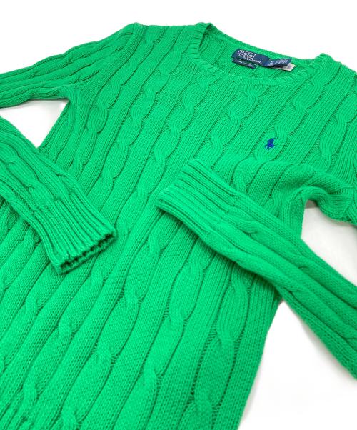 POLO RALPH LAUREN（ポロ・ラルフローレン）POLO RALPH LAUREN (ポロ・ラルフローレン) PIMA COTTON ケーブルニット グリーン サイズ:XSの古着・服飾アイテム