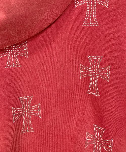 unknown（アンノウン）Unknown (アンノウン) ラインストーン ジップパーカー　フーディー レッド サイズ:XLの古着・服飾アイテム