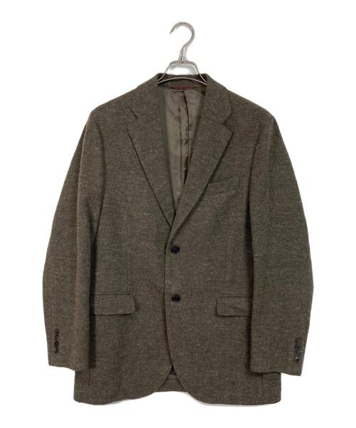 PAPAS（パパス）PAPAS (パパス) テーラードジャケット　ツイードジャケット カーキ サイズ:Mの古着・服飾アイテム