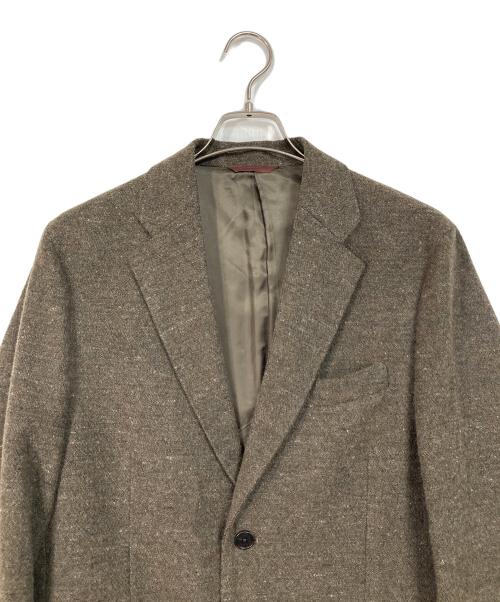 PAPAS（パパス）PAPAS (パパス) テーラードジャケット　ツイードジャケット カーキ サイズ:Mの古着・服飾アイテム