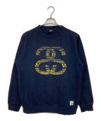 stussyステューシー）の古着「【古着】00’S ロゴクルーネックスウェット　黒タグ」｜ネイビー