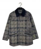 Barbourバブアー）の古着「TRANSPORT タータンチェック キルティング ブルゾン」｜グレー×ベージュ