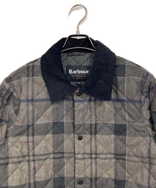Barbour（バブアー）Barbour (バブアー) TRANSPORT タータンチェック キルティング ブルゾン グレー×ベージュ サイズ:36の古着・服飾アイテム