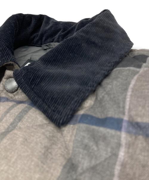 Barbour（バブアー）Barbour (バブアー) TRANSPORT タータンチェック キルティング ブルゾン グレー×ベージュ サイズ:36の古着・服飾アイテム