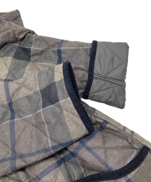 Barbour（バブアー）Barbour (バブアー) TRANSPORT タータンチェック キルティング ブルゾン グレー×ベージュ サイズ:36の古着・服飾アイテム