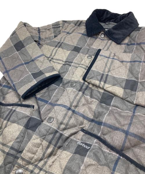 Barbour（バブアー）Barbour (バブアー) TRANSPORT タータンチェック キルティング ブルゾン グレー×ベージュ サイズ:36の古着・服飾アイテム