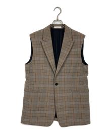 MACPHEE（マカフィー）の古着「ストレッチポプリン ラペルカラージレ　日本製　チェック柄」｜ブラウン