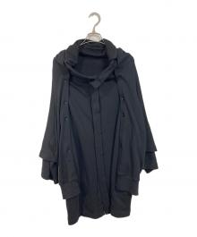 YOHJI YAMAMOTO（ヨウジヤマモト）の古着「コットンキャンディレイヤードスタイルカーディガン　デザインカーディガン　アウター　ライトアウター　日本製」｜ブラック