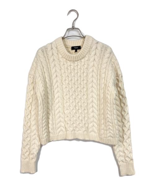 theory（セオリー）theory (セオリー) ARAN FELTED WOOL ニット/カシミヤブレンドケーブルニット アイボリー サイズ:Pの古着・服飾アイテム