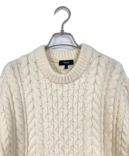 theory（セオリー）theory (セオリー) ARAN FELTED WOOL ニット/カシミヤブレンドケーブルニット アイボリー サイズ:Pの古着・服飾アイテム