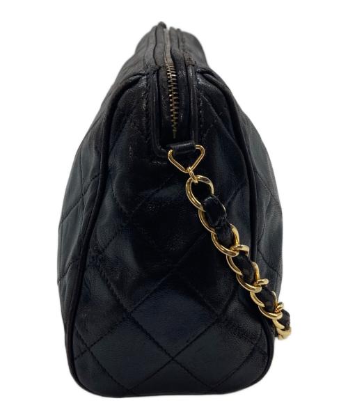 CHANEL（シャネル）CHANEL (シャネル) ココマーク フリンジチェーンラムスキンショルダーバッグ　オールド　イタリア製 ブラック サイズ:実寸参照の古着・服飾アイテム