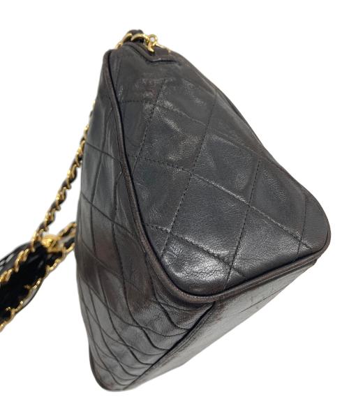 CHANEL（シャネル）CHANEL (シャネル) ココマーク フリンジチェーンラムスキンショルダーバッグ　オールド　イタリア製 ブラック サイズ:実寸参照の古着・服飾アイテム
