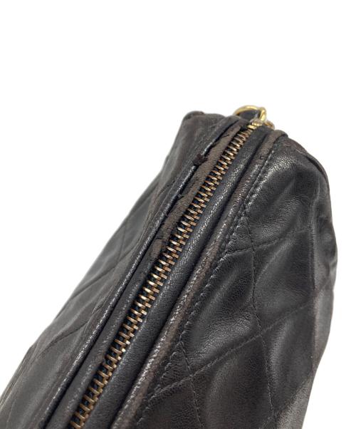 CHANEL（シャネル）CHANEL (シャネル) ココマーク フリンジチェーンラムスキンショルダーバッグ　オールド　イタリア製 ブラック サイズ:実寸参照の古着・服飾アイテム