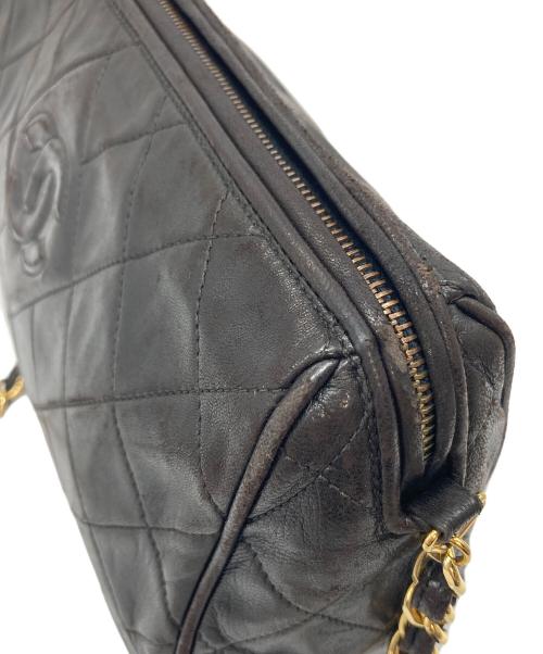 CHANEL（シャネル）CHANEL (シャネル) ココマーク フリンジチェーンラムスキンショルダーバッグ　オールド　イタリア製 ブラック サイズ:実寸参照の古着・服飾アイテム