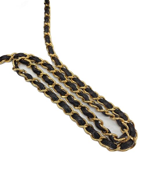 CHANEL（シャネル）CHANEL (シャネル) ココマーク フリンジチェーンラムスキンショルダーバッグ　オールド　イタリア製 ブラック サイズ:実寸参照の古着・服飾アイテム
