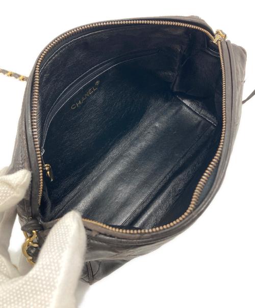 CHANEL（シャネル）CHANEL (シャネル) ココマーク フリンジチェーンラムスキンショルダーバッグ　オールド　イタリア製 ブラック サイズ:実寸参照の古着・服飾アイテム