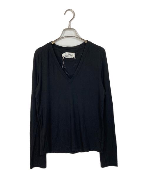Maison Margiela（メゾンマルジェラ）Maison Margiela (メゾンマルジェラ) Vネックカットソー　ここのえ期 ブラック サイズ:Lの古着・服飾アイテム