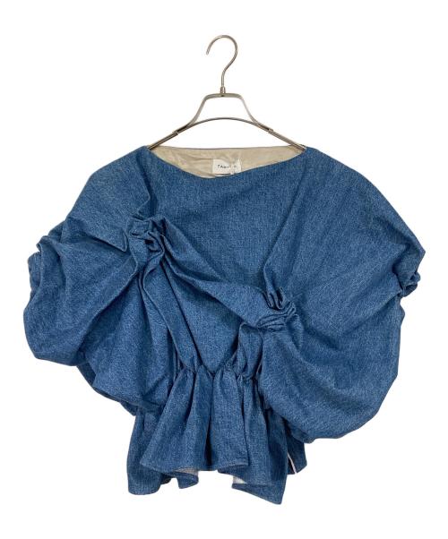 TANAKA（タナカ）TANAKA (タナカ) OPOC FLOWER DENIM TOP フラワーデニムトップ　デザイントップス　日本製 インディゴ サイズ:FREEの古着・服飾アイテム