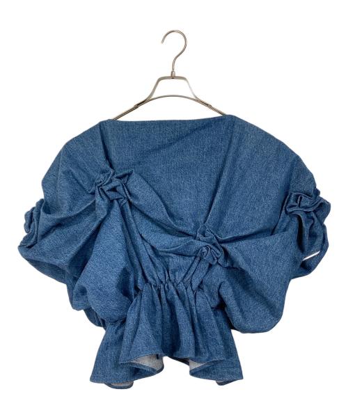 TANAKA（タナカ）TANAKA (タナカ) OPOC FLOWER DENIM TOP フラワーデニムトップ　デザイントップス　日本製 インディゴ サイズ:FREEの古着・服飾アイテム