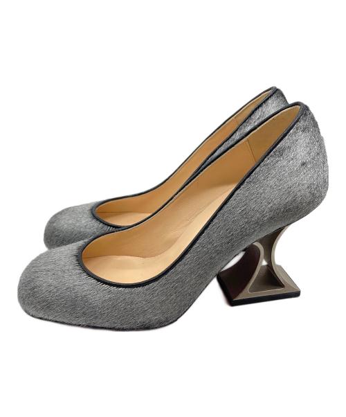 Christian Louboutin（クリスチャン・ルブタン）Christian Louboutin (クリスチャン・ルブタン) ハラコヒールパンプス シルバー サイズ:35 1/2の古着・服飾アイテム