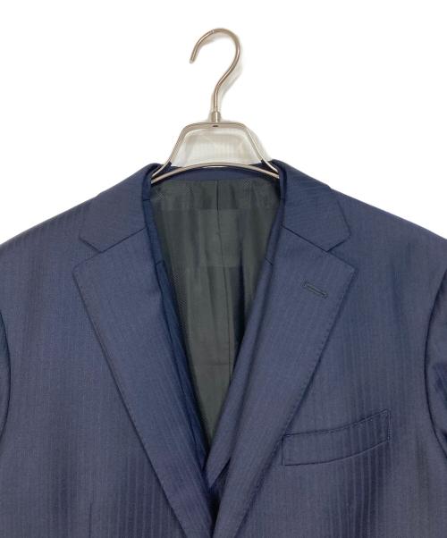 BLACK LABEL CRESTBRIDGE（ブラックレーベル クレストブリッジ）BLACK LABEL CRESTBRIDGE (ブラックレーベル クレストブリッジ) シャドーストライプ柄テーラードジャケット∔ベスト　Ermenegildo Zegna生地 ネイビー サイズ:Lの古着・服飾アイテム