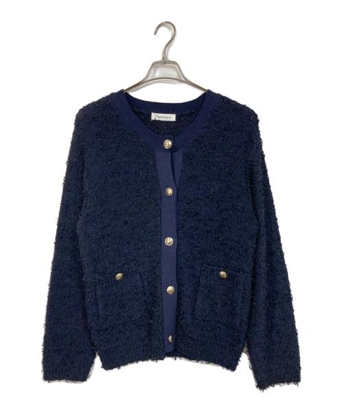 babylone.s（バビロン）babylone.s (バビロン) ツイードニットカーディガン ネイビー×ブラック サイズ:Fの古着・服飾アイテム