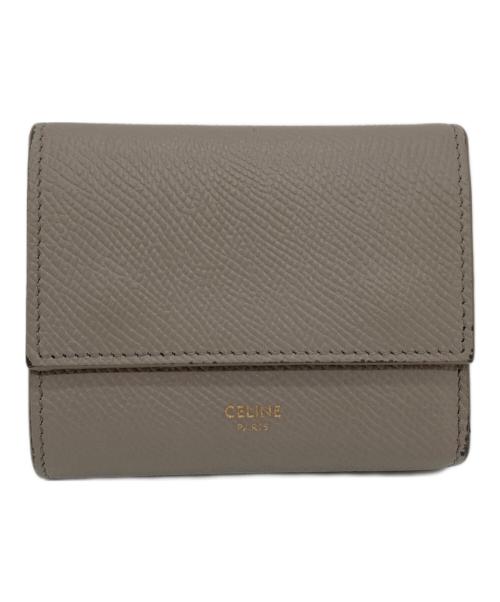 CELINE（セリーヌ）CELINE (セリーヌ) スモール トリフォールドウォレット　ミニ財布　三つ折り財布 ペブル(グレージュ) サイズ:実寸参照の古着・服飾アイテム