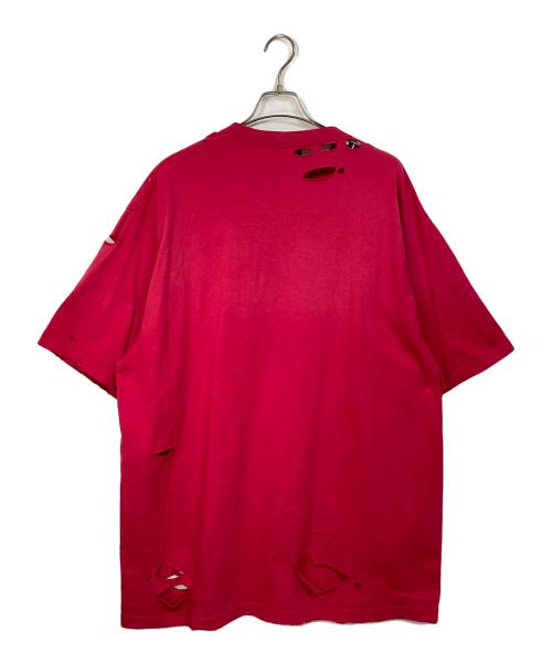 BALENCIAGA（バレンシアガ）BALENCIAGA (バレンシアガ) デストロイ加工ロゴプリントTシャツ　オーバーサイズ　ビッグシルエット ピンク サイズ:Mの古着・服飾アイテム