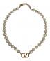 VALENTINO GARAVANI（ヴァレンティノ・ガラヴァーニ）の古着「SWAROVSKI パール Vロゴ シグネチャーメタル ネックレス」｜ホワイト