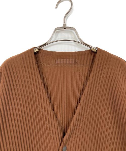 HOMME PLISSE ISSEY MIYAKE（オム プリッセ イッセイ ミヤケ）HOMME PLISSE ISSEY MIYAKE (オム プリッセ イッセイ ミヤケ) プリーツロングカーディガン　日本製 ブラウン サイズ:2の古着・服飾アイテム