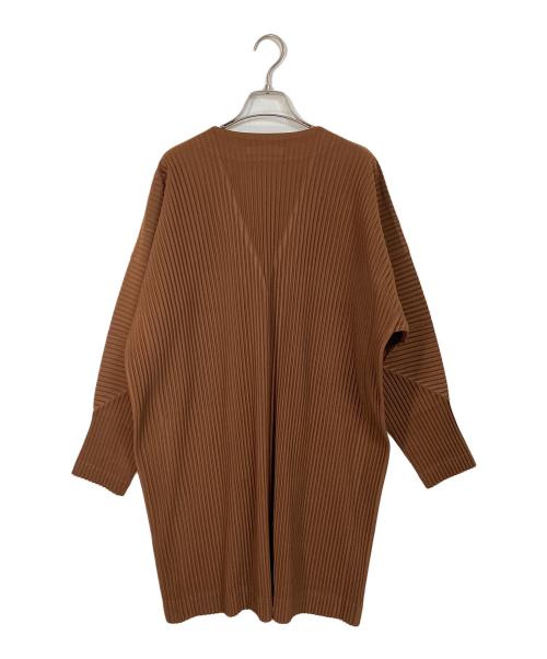 HOMME PLISSE ISSEY MIYAKE（オム プリッセ イッセイ ミヤケ）HOMME PLISSE ISSEY MIYAKE (オム プリッセ イッセイ ミヤケ) プリーツロングカーディガン　日本製 ブラウン サイズ:2の古着・服飾アイテム