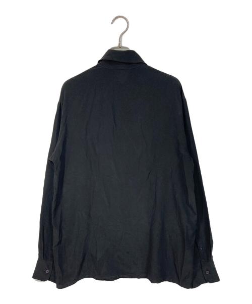 PRADA（プラダ）PRADA (プラダ) トライアングルロゴ シルクシャツ　イタリア製 ブラック サイズ:38の古着・服飾アイテム